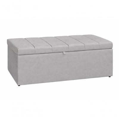 Recamier Calçadeira Baú Carla 160CM Queen Suede Prata Madeira