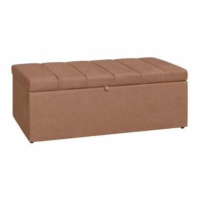 Recamier Calçadeira Baú Carla 160CM Queen Suede Capuccino Madeira