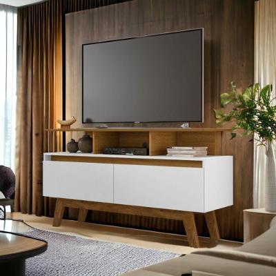 Rack Rubi 1.2 120CM MDF com Gavetas Cinamomo e Branco Bechara