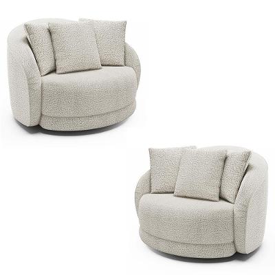 Kit 2 Poltronas Galáxia G45 Giratória Boucle com Almofadas Branco Gran Belo