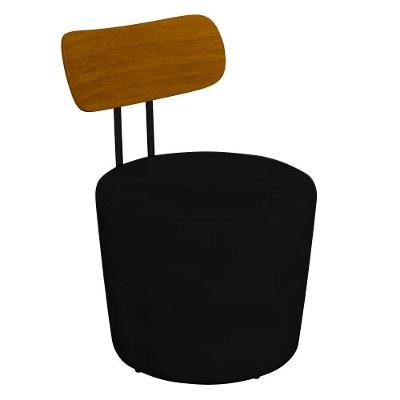 Poltrona Decorativa Addams Encosto Ortopédico Linho Preto Gran Belo