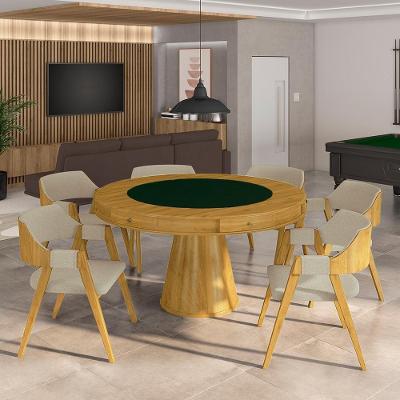 Mesa de Jogos Carteado Bellagio 6 Cadeiras Madeira Maciça Mel Gran Belo