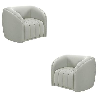 Kit 2 Poltronas Adam Veludo Cinza Claro Sala de Estar Gran Belo
