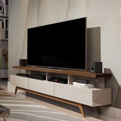 Rack com Nichos Vivare Wood 1.8 180CM MDP Off White e Freijó Giga