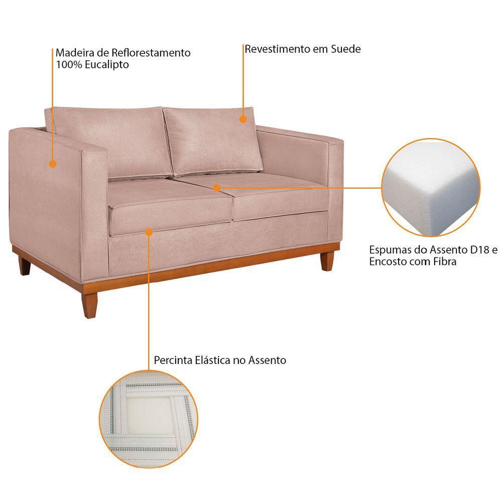 Kit Sofá 2 E 3 Lugares E 2 Poltronas Europa 180 Cm Suede - Amarena Móveis Rosê - 5
