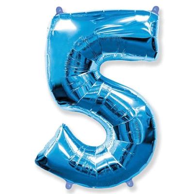 Balão Metalizado Número 5 Poliamida 1 Metro Azul Funny Fashion