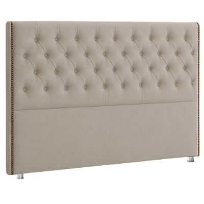 Cabeceira Casal Flora Estofada no Box MDF Veludo Bege Nexta Casa