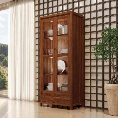 Cristaleira Nature 1554NE 2 Portas 1 Gaveta Madeira com LED Rústico Escuro