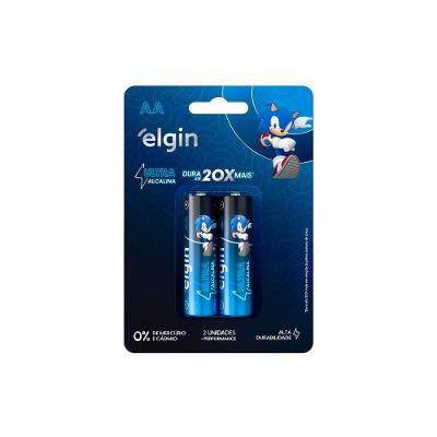Pilha Ultra Alcalina Elgin AA LR6 1,5V Alta Durabilidade com 2