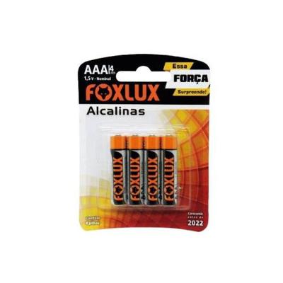 Kit 4 Pilhas Alcalinas AAA Foxlux LR03 1,5V para Controles e Lanternas