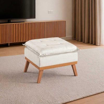 Puff Quadrado MM-35 Pillow Linho Creme Estofados Martins