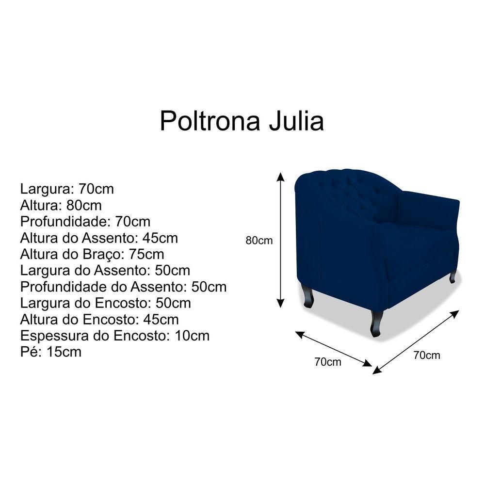 Kit Namoradeira E 02 Poltrona Julia Suede Azul Marinho - 2