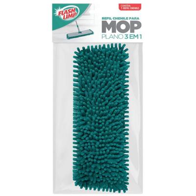 Refil Chenile Mop Plano 3 em 1 Lavável Alta Absorção Pisos Flashlimp