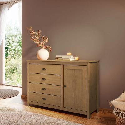 Cômoda Sapateira Topázio 4 Gavetas e 1 Porta Pinus Puxador Metal Freijó