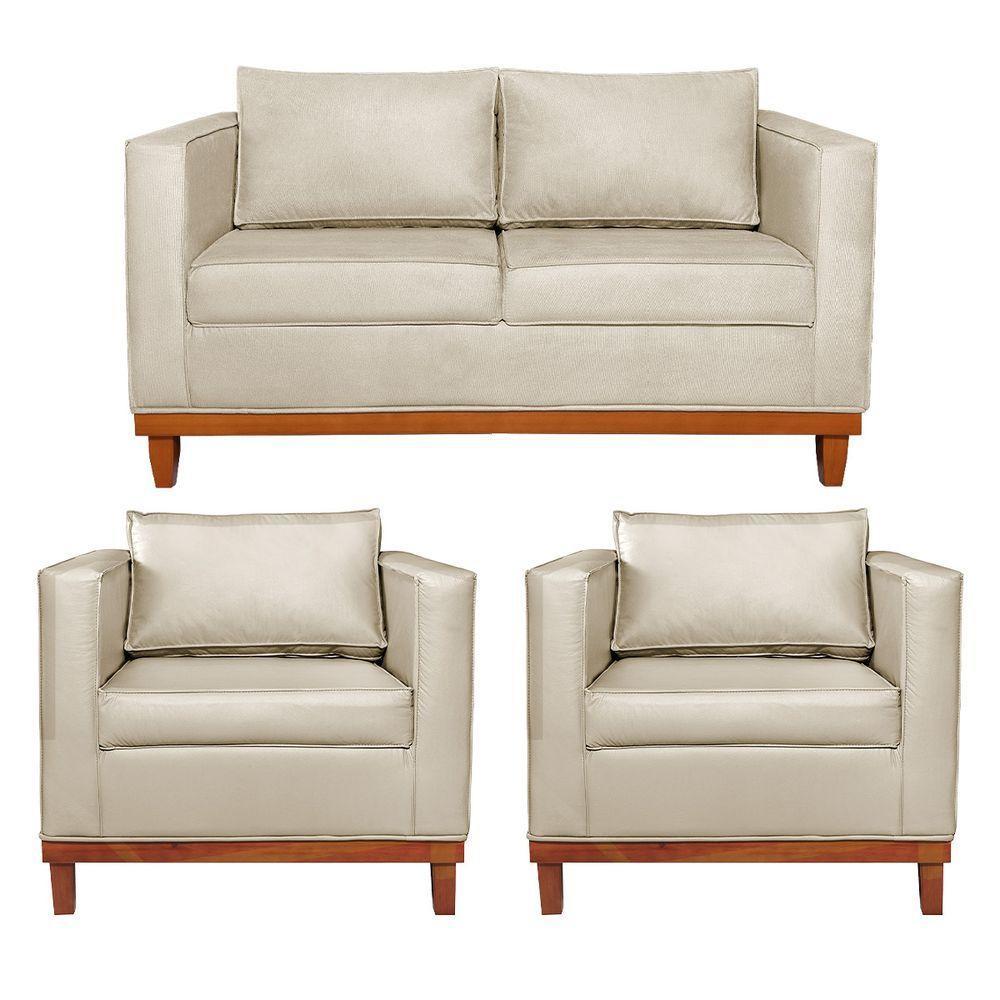 Kit Sofá 2 E 3 Lugares E 2 Poltronas Europa 180 Cm Corano - Amarena Móveis Bege - 1