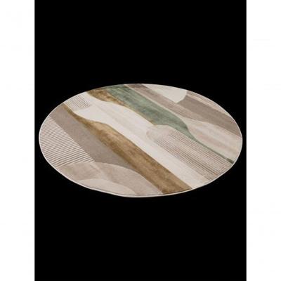 Tapete Milano Redondo 200cm Poliéster Base Juta Sala Bege Edantex