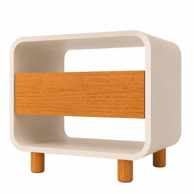 Mesa de Cabeceira Innova 1 Gaveta MDF Moderno Off White Gelius Móveis