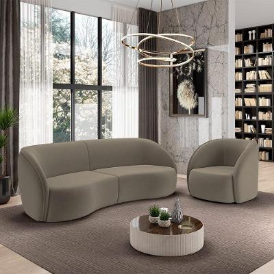 Conjunto Sofá Clarke 4 Lugares 240CM Poltrona Veludo Castor Gran Belo