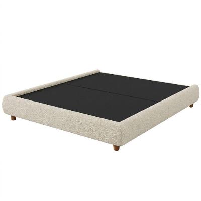 Cama Casal Japonesa Pés Madeira Firenze Bouclé Off White MDF-MDP