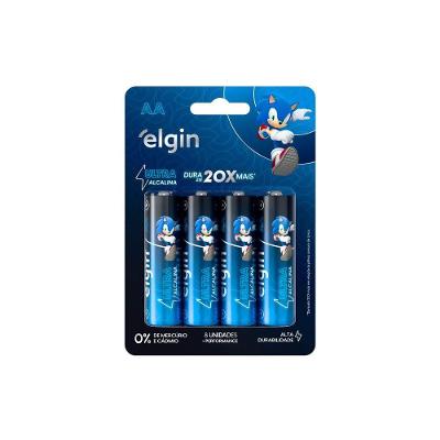 Pilha Ultra Alcalina Elgin AA LR6 1,5V Alta Durabilidade Blister com 4