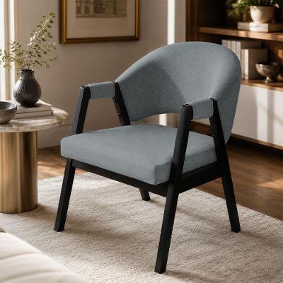 Cadeira de Jantar Helen Madeira Maciça Linho Cinza Ideal Decor