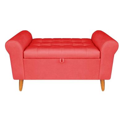 Recamier Bau Rio 120CM Suede Estrutura Madeira Vermelho Inova Decor