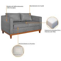 Kit Sofá 2 E 3 Lugares E 2 Poltronas Europa 180 Cm Suede - Amarena Móveis Cinza