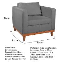 Kit Sofá 2 E 3 Lugares E 2 Poltronas Europa 180 Cm Suede - Amarena Móveis Cinza - 5