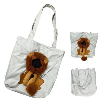 Bolsa de Transporte para Pets Ideal Importados BSL3905 Estampa Leão Náilon Branco