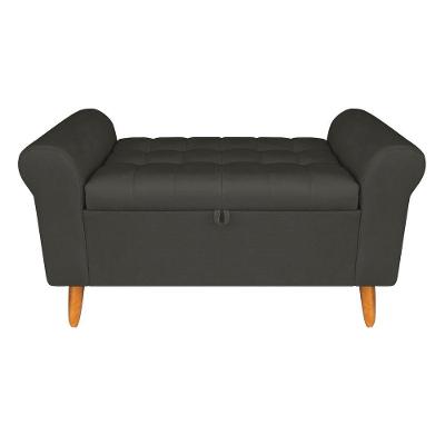 Recamier Bau Rio 140CM Suede Estrutura Madeira Preto Inova Decor