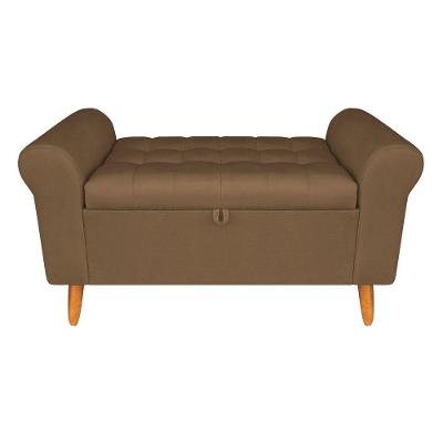 Recamier Bau Rio 160CM Suede Estrutura Madeira Marrom Inova Decor