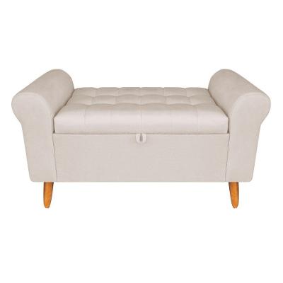 Recamier Bau Rio 120CM Casal Suede Madeira Bege Inova Decor