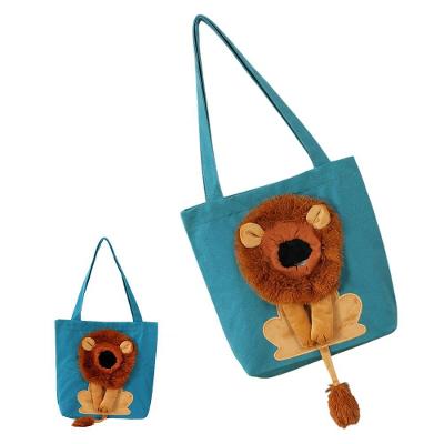 Bolsa de Transporte para Pets Leva Pra Malhar BSL3905 Náilon Estampa Leão Azul