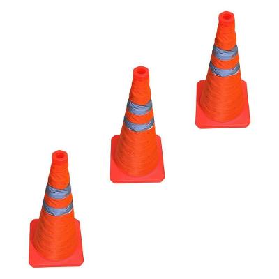 Kit 3 Cones de Sinalização Retrátil SU-CONE3-1 Dobrável Laranja Leva Pra Casa