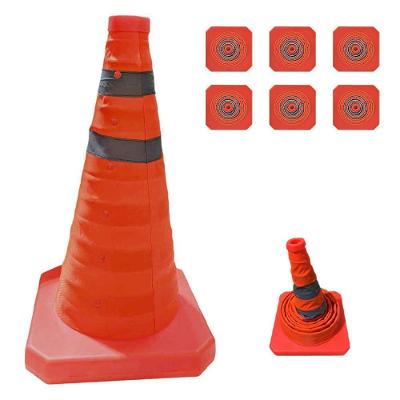 Kit 6 Cones de Sinalização Retrátil SU-CONE1-1 Faixas Refletivas Laranja Leva Pra Casa