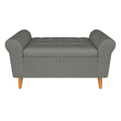 Recamier Bau Rio 160CM Suede Madeira Cinza Inova Decor