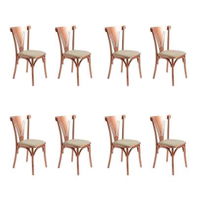 Kit 8 Cadeiras Paris Estrutura Aço Revestimento Corano Cobre Iron Wood