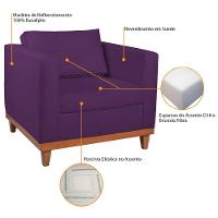 Kit Sofá 2 E 3 Lugares E 2 Poltronas Europa 180 Cm Suede - Amarena Móveis Roxo - 5