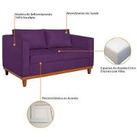 Kit Sofá 2 E 3 Lugares E 2 Poltronas Europa 180 Cm Suede - Amarena Móveis Roxo - 7