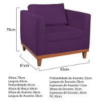 Kit Sofá 2 E 3 Lugares E 2 Poltronas Europa 180 Cm Suede - Amarena Móveis Roxo - 9