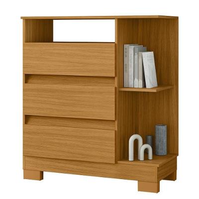 Cômoda Bliss 3 Gavetas com Nicho MDP Carvalho Eco Incorplac Móveis