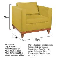 Kit Sofá 2 E 3 Lugares E 2 Poltronas Europa 180 Cm Suede - Amarena Móveis Amarelo - 5