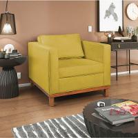 Kit Sofá 2 E 3 Lugares E 2 Poltronas Europa 180 Cm Suede - Amarena Móveis Amarelo - 7