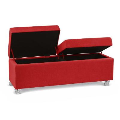 Recamier Baú Madri 1,40m Rodízios Suede Vermelho Inova Decor