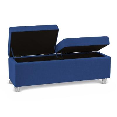 Recamier Madri com Rodinhas Madeira Suede Azul Marinho Inova Decor