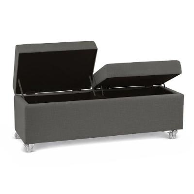 Recamier Madri 140CM Linho com Estrutura em Madeira Grafite Inova Decor