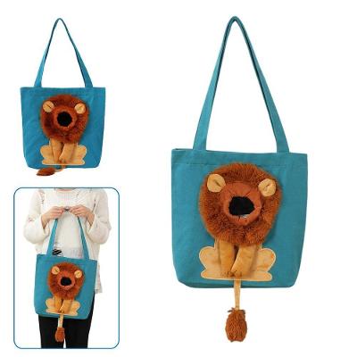 Bolsa de Transporte para Pets Leva Pra Malhar BSL3906 Náilon Azul Estampa Leão