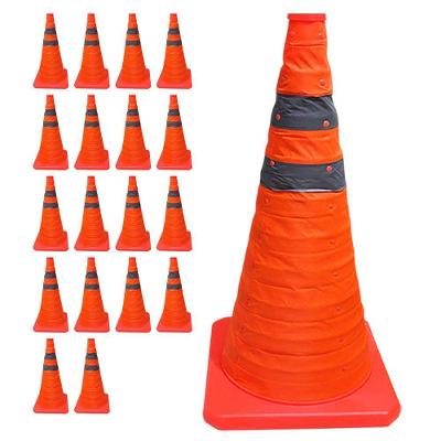 Kit 18 Cones de Sinalização Retráteis 70cm Faixas Refletivas Laranja Leva Pra Casa