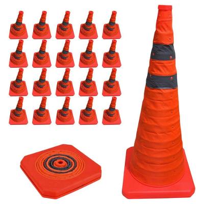 Kit 20 Cones de Sinalização Retrátil SU-CONE1-1 Dobrável Laranja Leva Pra Casa