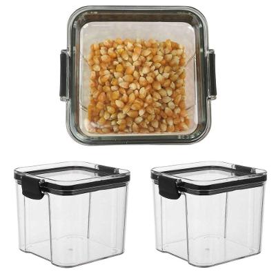 Kit 2 Potes Herméticos Acrílico 700ML Tampa Trava Multiuso Transparente Leva Pro Pet